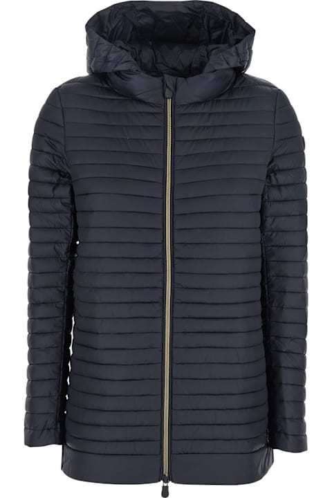 Save the Duck Clothing for Women Save the Duck 'alima' Black Down Jacket With Tone-on-tone Logo Patch On The Sleeve In Tech Fabric Woman