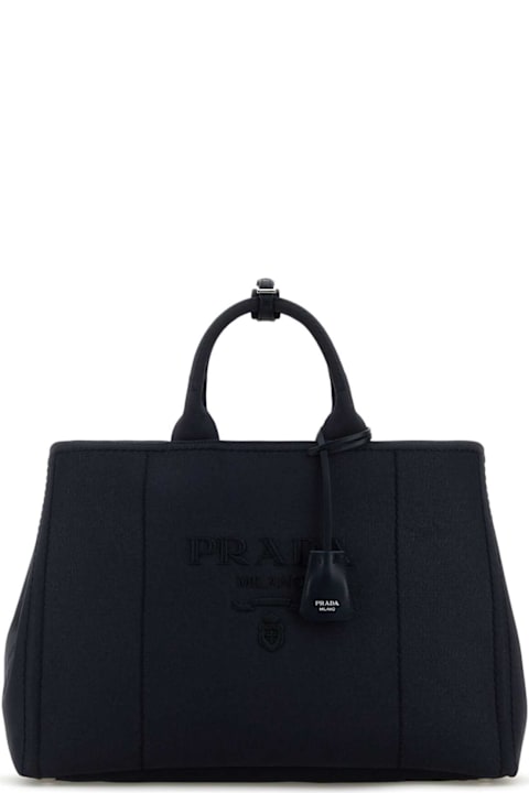 Prada for Kids Prada Navy Blue Canvas Shopping Bag