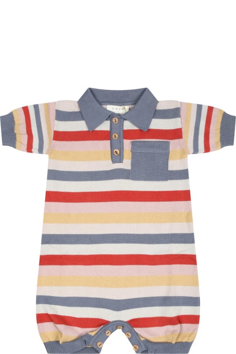 Coco Au Lait Kids Coco Au Lait Multicolor Romper For Baby Boy With Striped Pattern