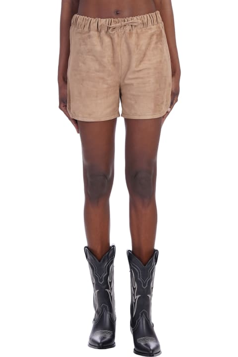 Shorts In Beige Leather