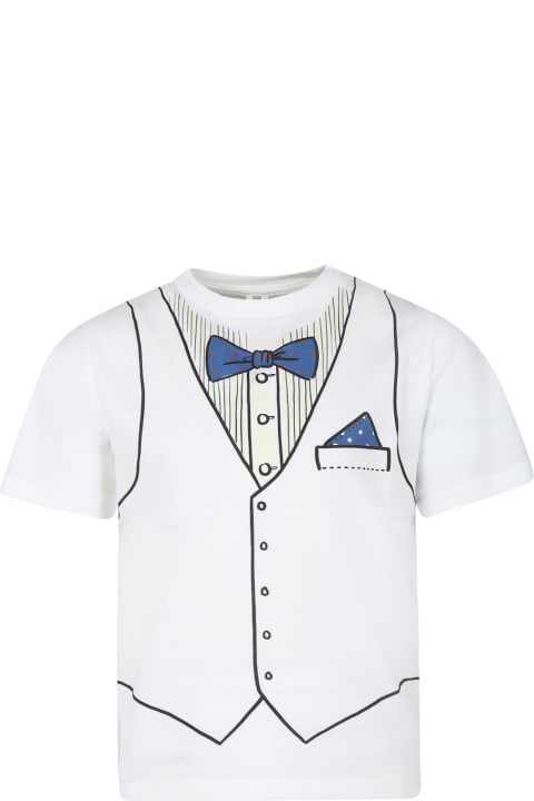 Fashion for Kids Stella McCartney Kids Ivory T-shirt For Boy With Bow Tie Print