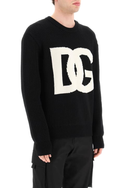 Sweaters for Men Dolce & Gabbana Crewneck Pullover With Jacquard Logo