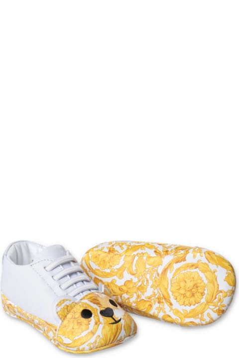 Shoes for Baby Girls Versace Versace Babbucce Bianche In Nappa Con Lacci Baby Boy