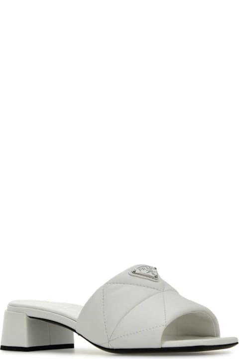 Prada Sandals for Women Prada White Nappa Leather Mules