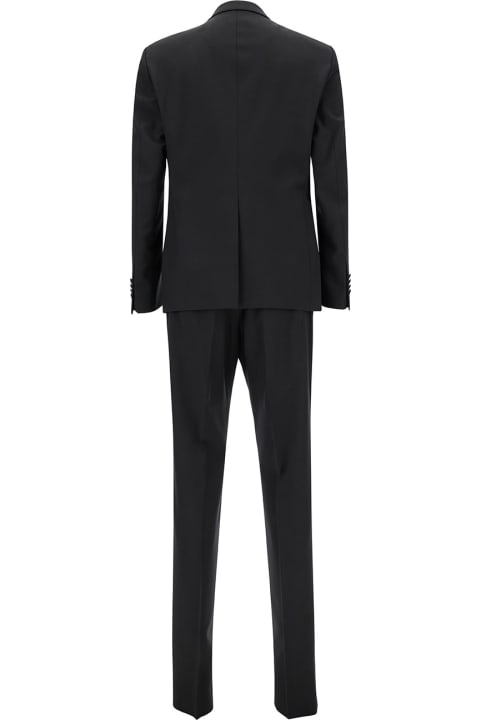 Suits for Men Tagliatore Black Double-breasted Tuxedo With Peak Revers In Wool Man