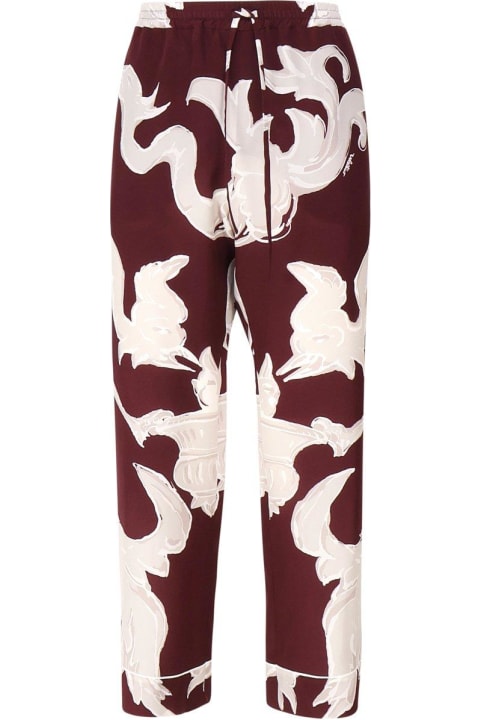 Valentino Clothing for Women Valentino Abstract Printed Drawstring Cropped Pants