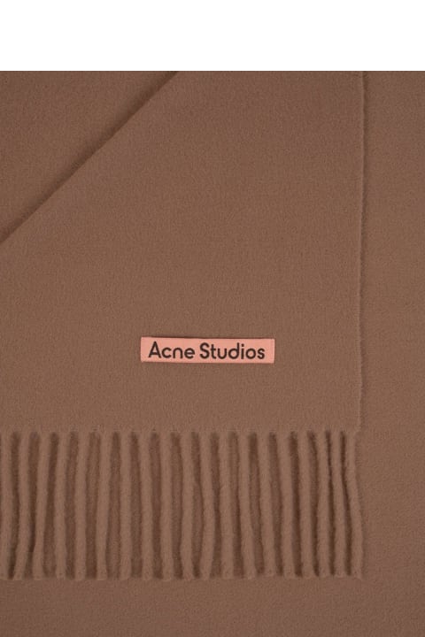Acne Studios Scarves for Men Acne Studios Logo Patch Fringed Scarf