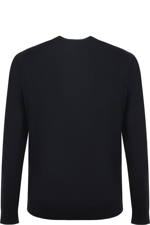 Sweaters for Men Paolo Pecora Black Crew-neck Sweater In Cotton And Silk Blend