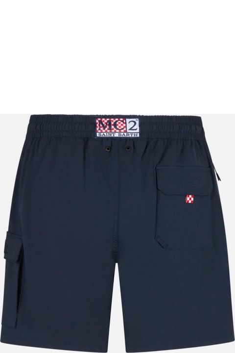 Homeware MC2 Saint Barth Man Blue Navy Comfort And Stretch Swim Shorts