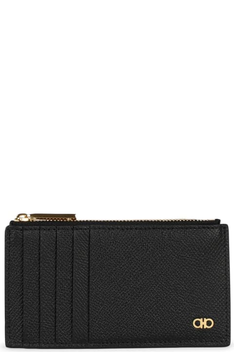 Ferragamo Men Ferragamo 'micro' Black Leather Wallet