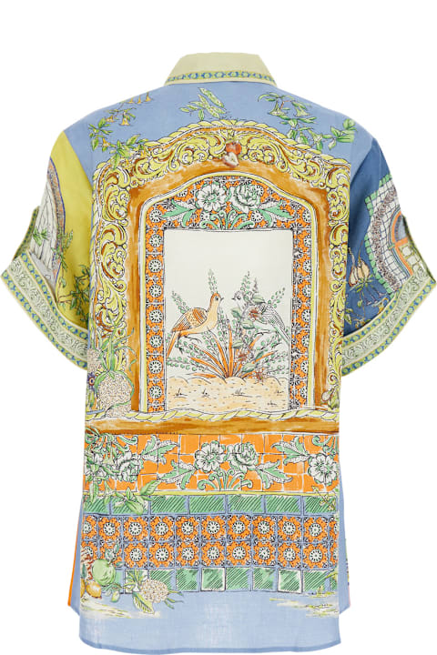 ウィメンズ ALEMAISのウェア ALEMAIS 'monte' Multicolor Shirt With Color Block Inserts And Graphic Print In Linen Woman