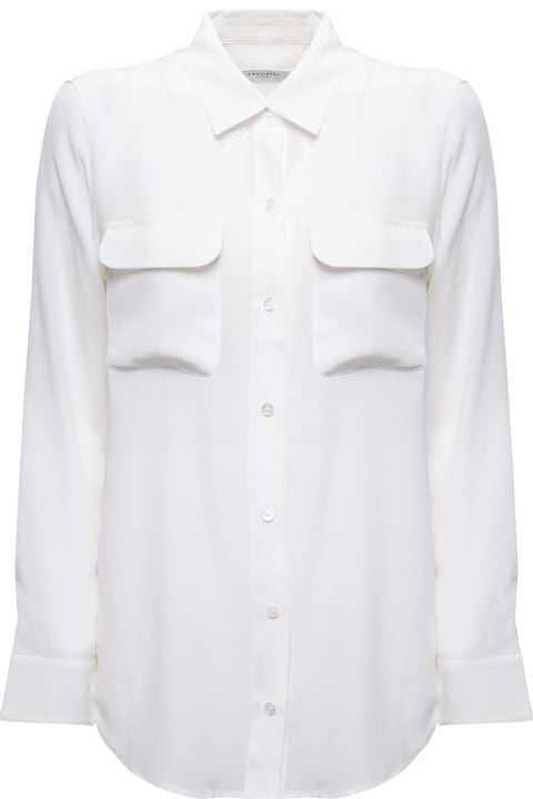'slim Signature' Silk White Shirt Woman Equipment