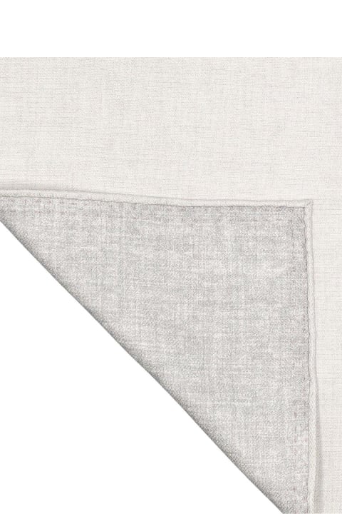 Scarves for Men Brunello Cucinelli Logo Patch Finished Edge Pocket Square