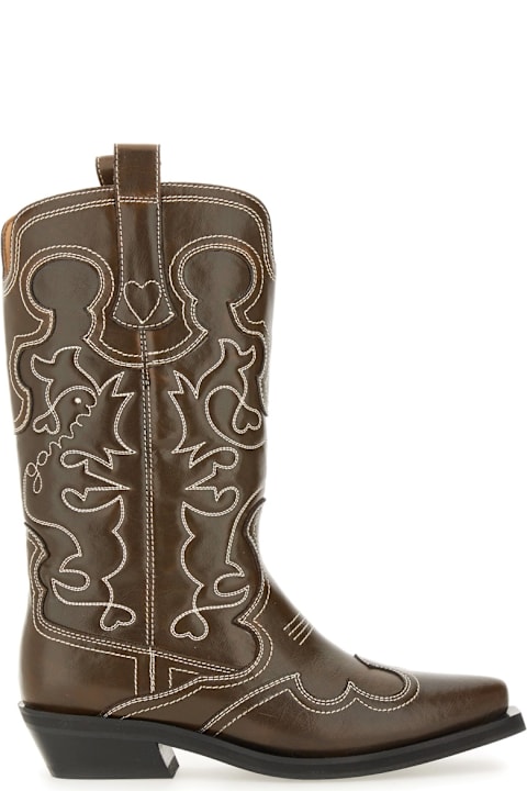 Ganni Boots for Women Ganni Embroidered "western" Boot