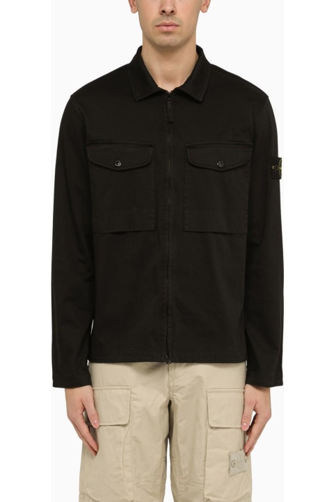 Lightweight Zipped Black Cotton Jacket