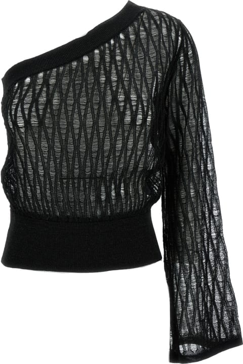 Federica Tosi Sweaters for Women Federica Tosi Black One-shoulder Knit Top In Viscose Blend Woman