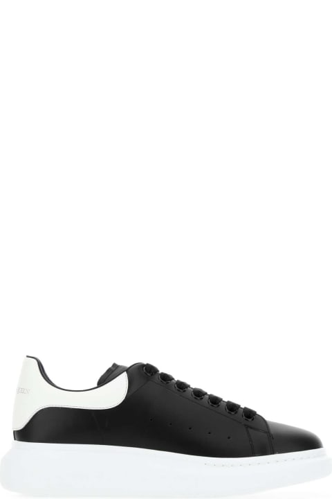 Fashion for Men Alexander McQueen Black Leather Sneakers With White Leather Heel