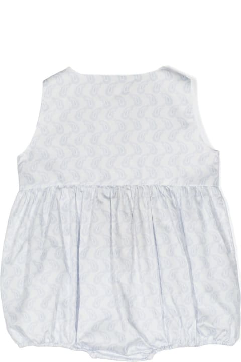 Bodysuits & Sets for Baby Girls Etro White Romper With Light Blue Paisley Print