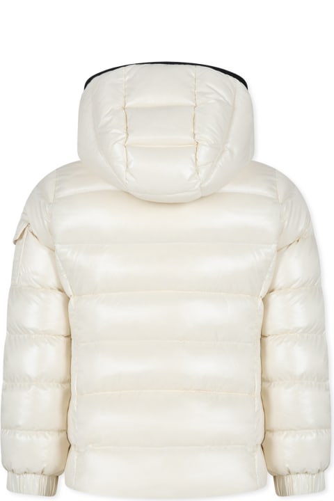 Moncler Clothing for Girls Moncler Ivory Bady Down Jacket For Girl With Logo