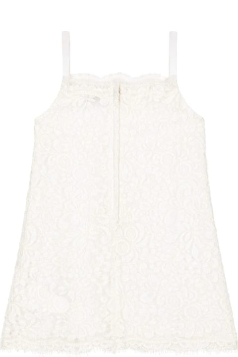 Dolce & Gabbana for Girls Dolce & Gabbana Cordonnet Lace Dress In White