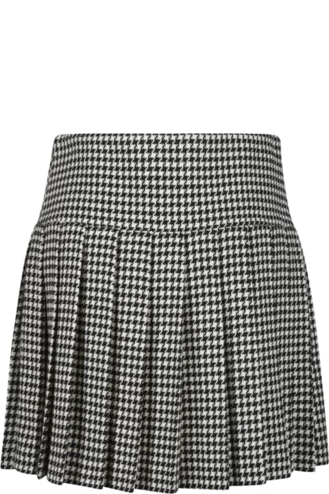Houndstooth Pleated Short Skirt