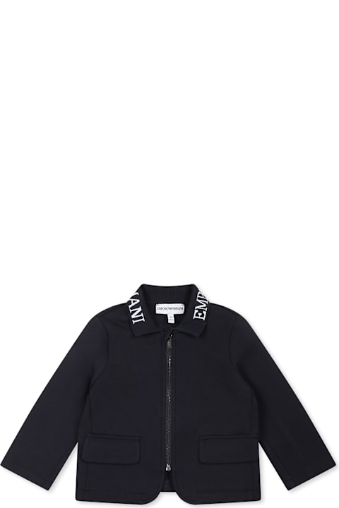 أدوات منزلية Emporio Armani Blue Jacket For Baby Boy With Logo
