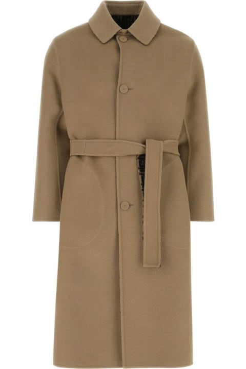 Coats & Jackets for Men Fendi Cappuccino Wool Blend Reversible Coat