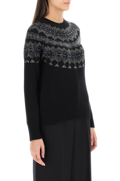 Fashion for Women Max Mara 'osmio' Wool And Cashmere Fair-isle Sweater With Crystals
