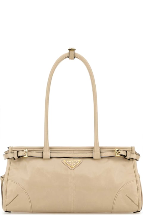 Prada Cream Leather Shoulder Bag