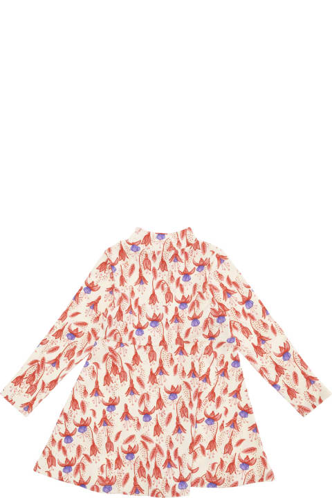Mini Rodini Dresses for Girls Mini Rodini Red Dress With Round Neck And All-over Floral Motif In Cotton Stretch Girl