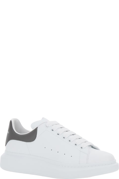 Sneakers Sale for Men Alexander McQueen White Oversize Sneakers With Flat Laces And Contrasting Heel With Logo Lettering In Leather Man