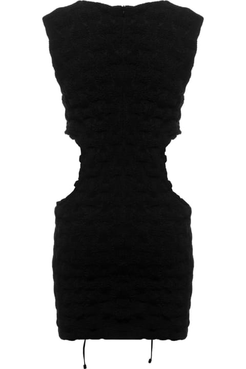 The Mannei Woman's Black Cotton Sleeveless Dress With Cut Out Details