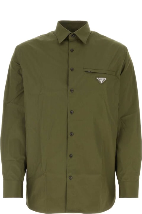 Prada for Men Prada Army Green Poplin Shirt