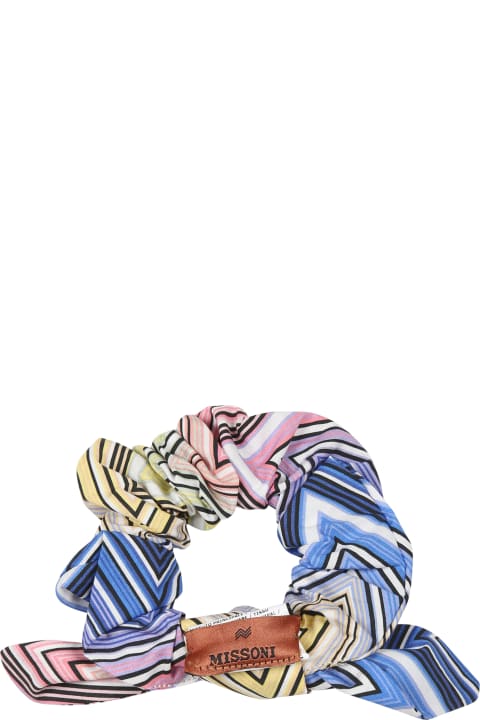 ガールズ Missoniのアクセサリー＆ギフト Missoni Multicolor Scrunchie For Girl With Chevron Pattern