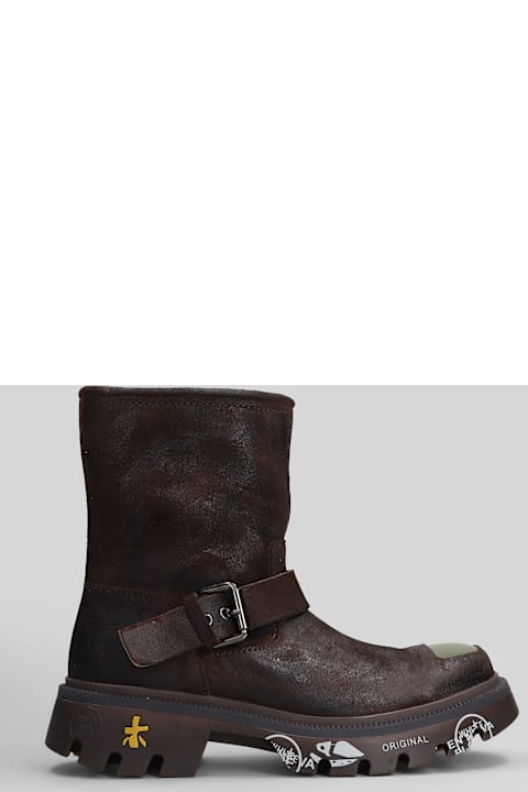 Premiata Camden Combat Boots In Brown Nubuck