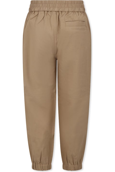 Bottoms for Boys Burberry Beige Trousers For Boy With Equestrian Knight Logo