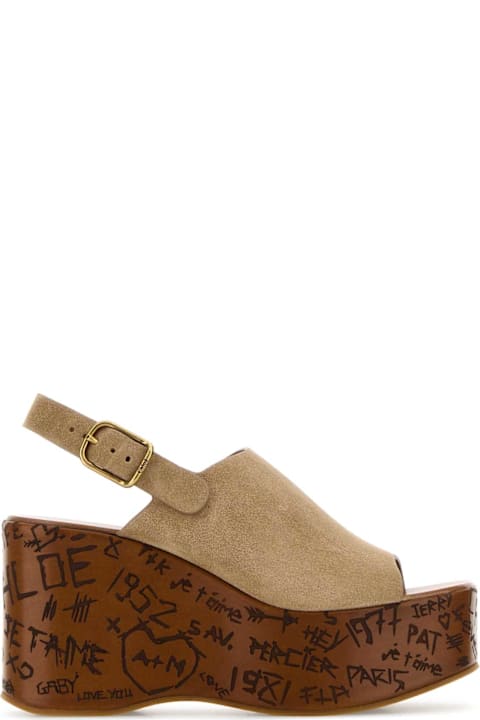 Chloé Beige Suede Maxime Wedges