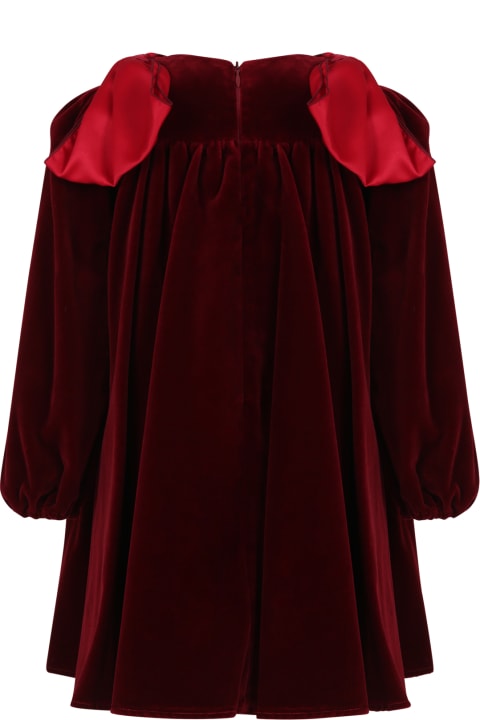 ガールズ La stupenderiaのワンピース＆ドレス La stupenderia Burgundy Dress For Girl With Bows