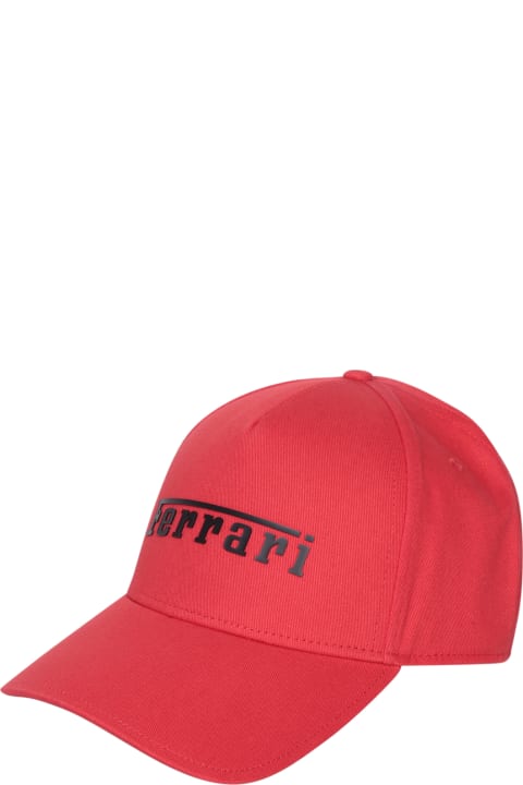 Ferrari Hats for Men Ferrari Rubberized Logo Red Hat