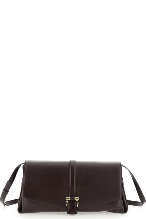 Homeware Ferragamo Bordeaux Crossbody Bag With Gancini Buckle Detail In Leather Woman