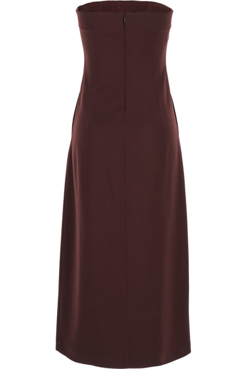 Homeware SEMICOUTURE Bordeaux Sleeveless Midi Dress With Bustier-style Neckline In Wool Blend Stretch Woman