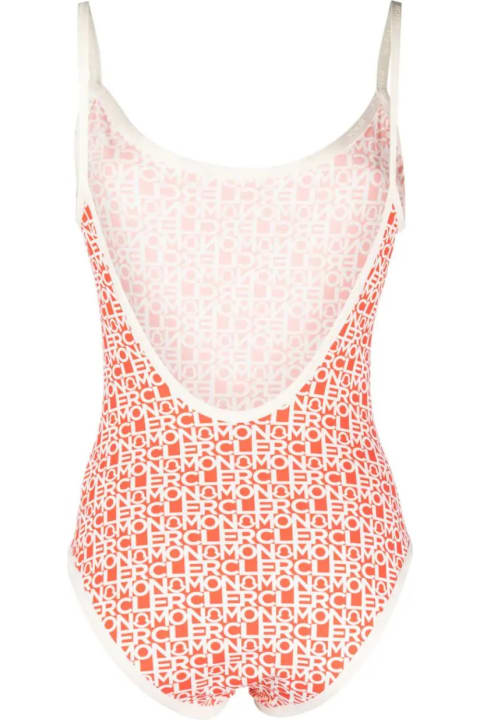 Moncler Sale for Women Moncler Orange Logoed One-piece Swimsuit