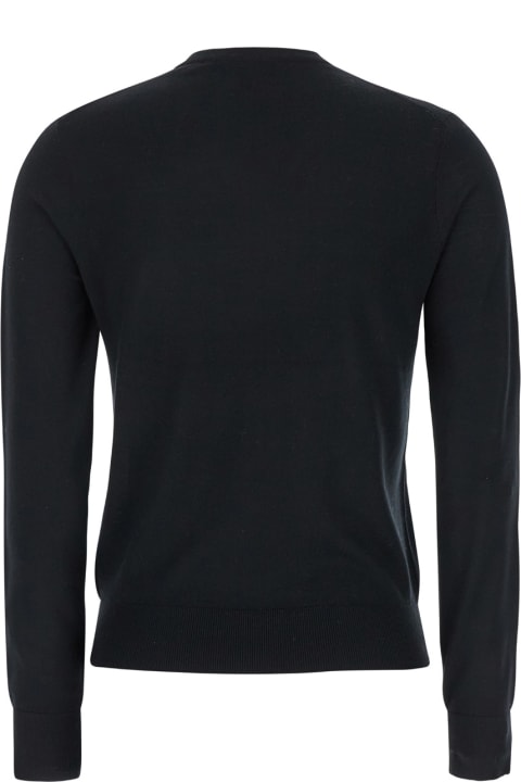 Homeware Theory Black Crewneck Sweater In Wool Woman