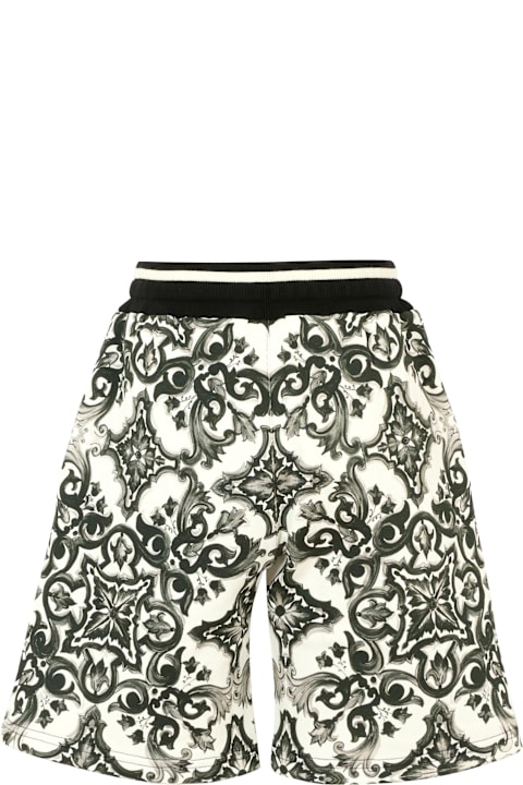 Homeware Dolce & Gabbana Black Shorts For Boy With Majolica Print