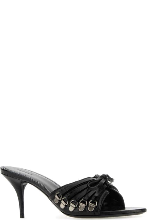 Balenciaga Shoes for Women Balenciaga Black Leather Cagole Mules