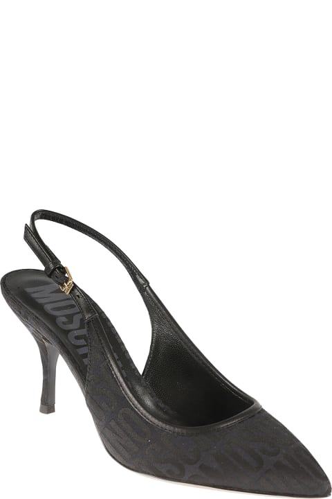 Moschino High-Heeled Shoes for Women Moschino Logo Monogram Backstrap Pumps