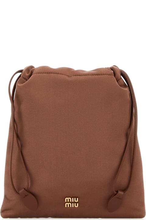 Miu Miu حقيبة أمتعة لـ السيدات Miu Miu Brown Satin Pouch