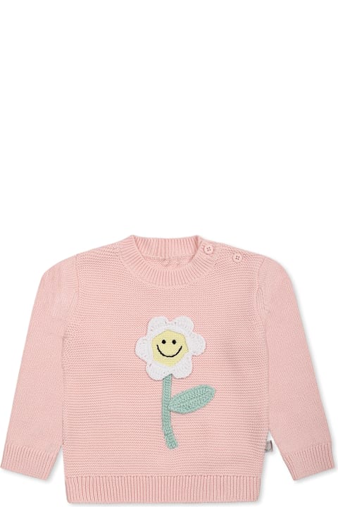 Stella McCartney Kids Sweaters & Sweatshirts for Baby Girls Stella McCartney Kids Pink Sweater For Baby Girl With Flower