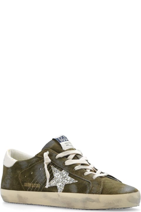 Shoes for Women Golden Goose Super-star Glittered Lace-up Sneakers