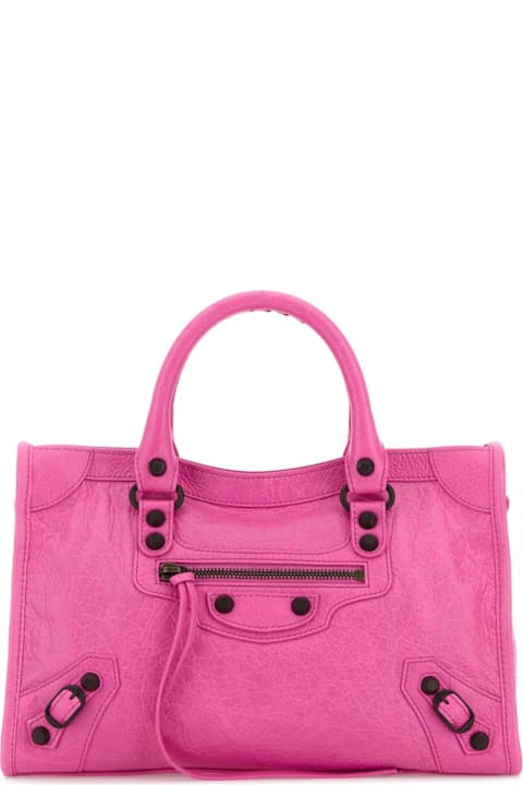 Balenciaga for Women Balenciaga Fuchsia Leather Small Le City Handbag